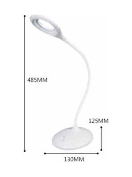 Atman Rechargeable LED Office Lamp with Flexible Arm and Clip in White Color