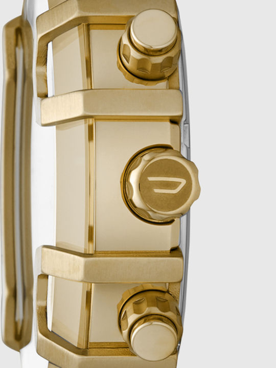 Diesel Griffed Men's Watch 48mm Chronograph Battery with Gold Metal Bracelet