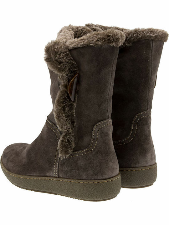 Alpe Suede Women's Boots with Rubber & Fur Gray