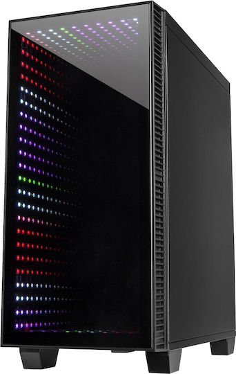 Inter-Tech X-608 Infinity Micro Gaming Midi Tower Κουτί Υπολογιστή με Πλαϊνό Παράθυρο και RGB Φωτισμό Μαύρο