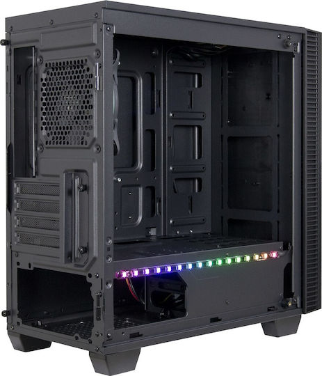 Inter-Tech X-608 Infinity Micro Gaming Midi Tower Κουτί Υπολογιστή με Πλαϊνό Παράθυρο και RGB Φωτισμό Μαύρο
