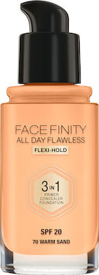 Max Factor Facefinity All Day Flawless 3-in-1 Liquid Make Up SPF20 70 Warm Sand 30ml