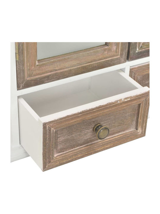 Wall Living Room Display Cabinet made of Solid Wood with Glass White / Natural 49x22x60cm