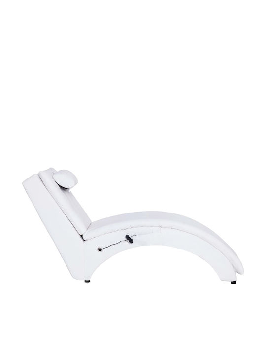 Recliner of Faux Leather White L145xW54xH72cm