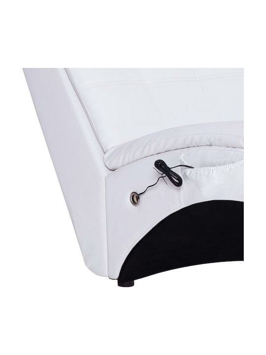 Recliner of Faux Leather White L145xW54xH72cm