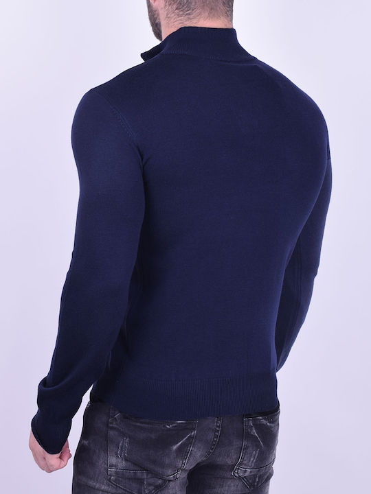 Turtleneck blouse knitted blue Blue