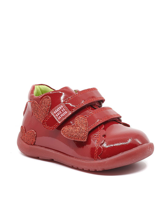 Agatha Ruiz De La Prada Kids Leather Anatomic Boots with Hoop & Loop Closure Red