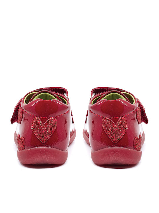 Anatomical Leather Kids Boots with Velcro Red