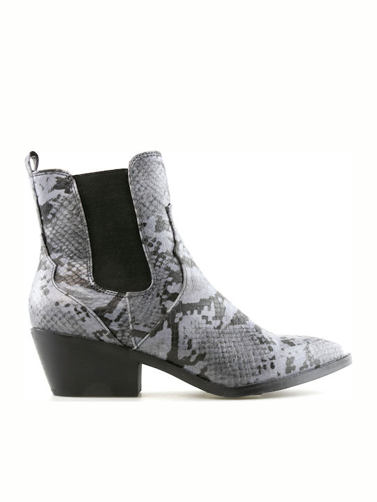 Leder Damen Chelsea Stiefeletten mit Mittelhohem Absatz Mehrfarbig