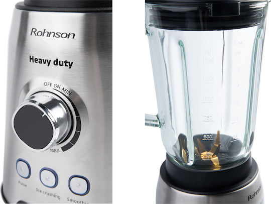 Rohnson Μπλέντερ με Γυάλινη Κανάτα 1.5 lt 1400W Inox R-583