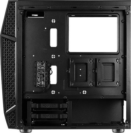 Aerocool Klaw Gaming Midi Tower Κουτί Υπολογιστή με Πλαϊνό Παράθυρο και RGB Φωτισμό Μαύρο
