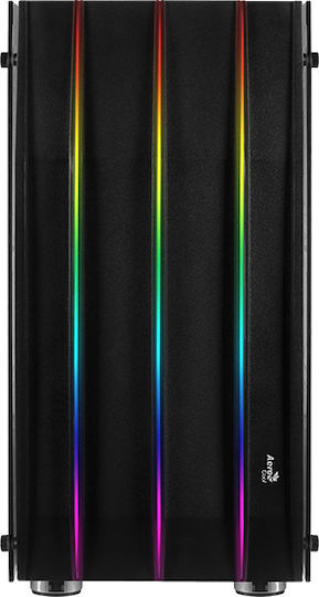 Aerocool Klaw Gaming Midi Tower Κουτί Υπολογιστή με Πλαϊνό Παράθυρο και RGB Φωτισμό Μαύρο