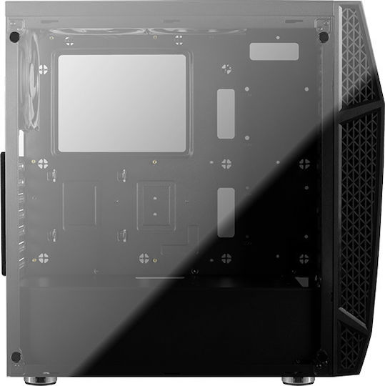 Aerocool Klaw Gaming Midi Tower Κουτί Υπολογιστή με Πλαϊνό Παράθυρο και RGB Φωτισμό Μαύρο
