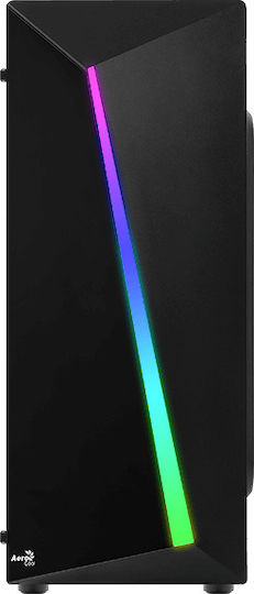 Aerocool Shard Tempered Glass Gaming Midi Tower Κουτί Υπολογιστή με Πλαϊνό Παράθυρο Μαύρο