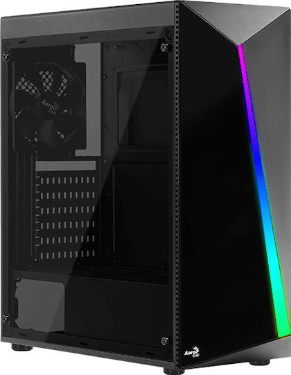 Aerocool Shard Tempered Glass Gaming Midi Tower Κουτί Υπολογιστή με Πλαϊνό Παράθυρο Μαύρο