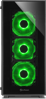 Sharkoon TG5 Gaming Midi Tower Computer Case with Window Panel Green