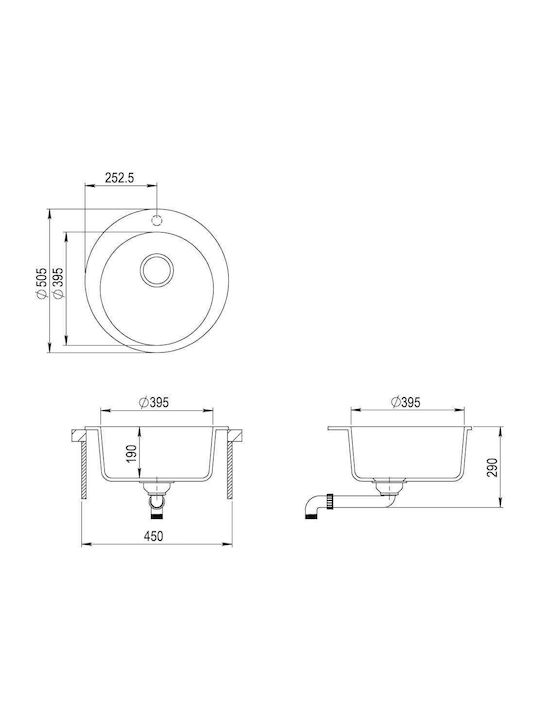 vidaXL Drop-In Chiuvetă din Granit Sintetic L50.5xW50.5cm Gri