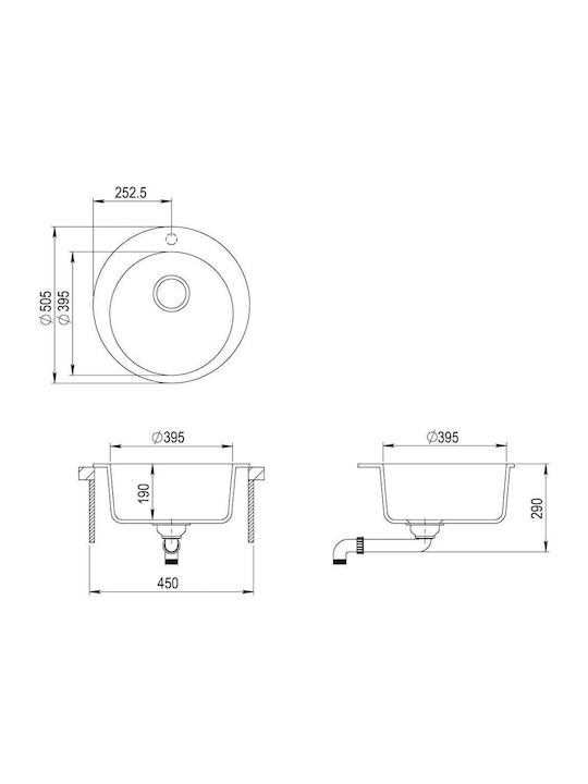 vidaXL Drop-In Sink Synthetic Granite W50.5xD50.5cm Beige