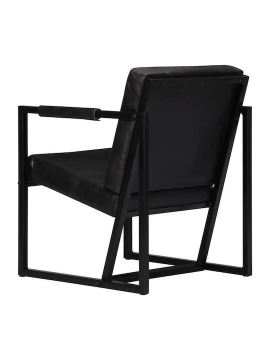 Πολυθρόνα από Γνήσιο Δέρμα Μαύρη 55x62x75cm