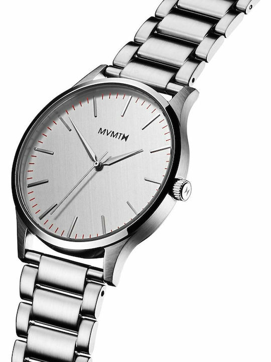 MVMT The 40 Ανδρικό Ρολόι 40mm Μπαταρίας με Ασημί Μεταλλικό Μπρασελέ