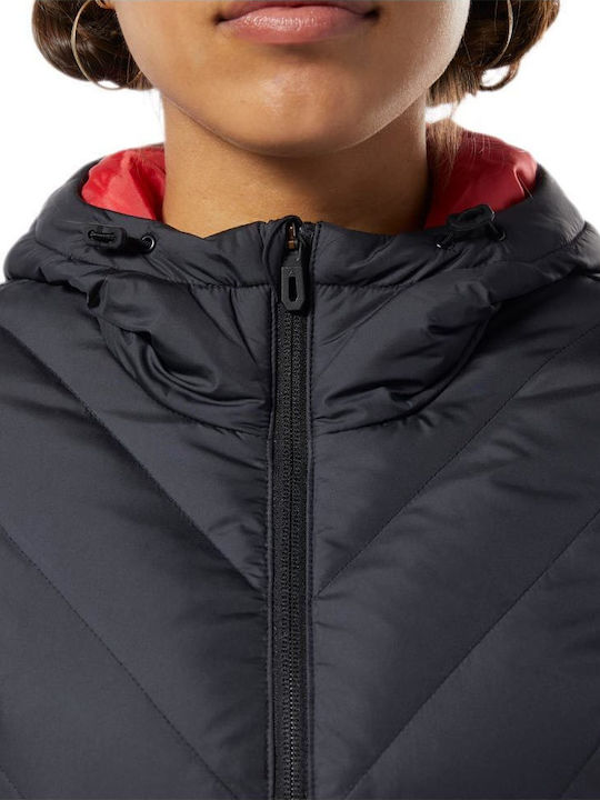 Kurz Damen Puffer Jacke für Winter Schwarz