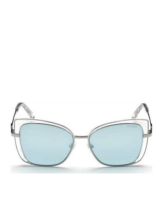 Guess Women's Sunglasses with Silver Metal Frame and Light Blue Lens GU7633 26X