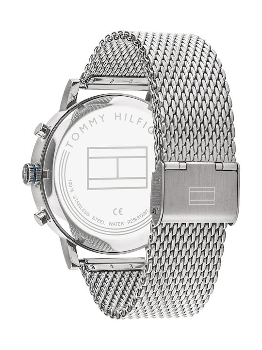 Evan Men's Watch 44mm Chronograph Battery with Silver Stainless Steel Bracelet