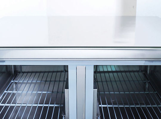 Cool Head Английски превод: Stainless Steel Refrigerator Counter Пица 330лт with Drawer and Cooling Machine 0/+8°C L140xW70xH102см CRM 93A