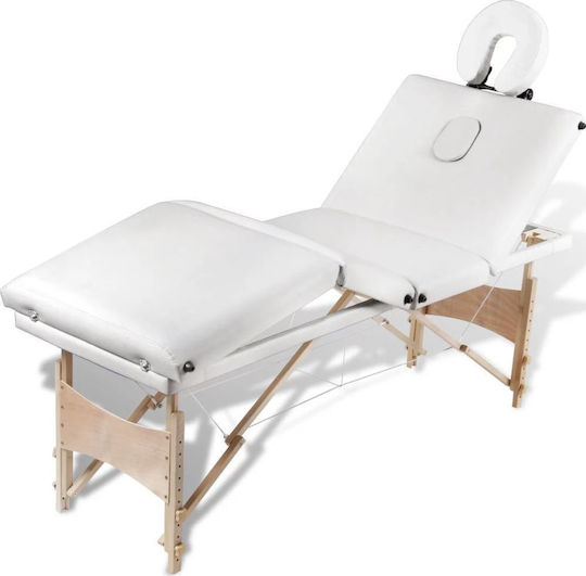 vidaXL Bett Massage und Physiotherapie Weiß aus Holz 186x68cm. 4 Positionen