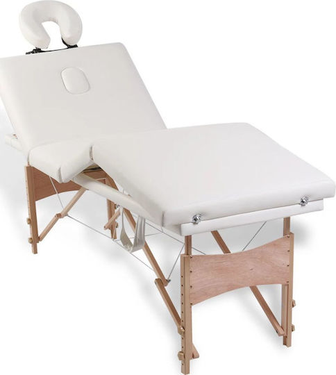 vidaXL Bett Massage und Physiotherapie Weiß aus Holz 186x68cm. 4 Positionen
