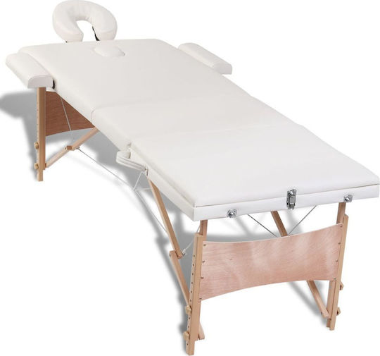 vidaXL Wooden Portable/Folding White Massage and Physiotherapy Bed 186x68cm 3 Positions