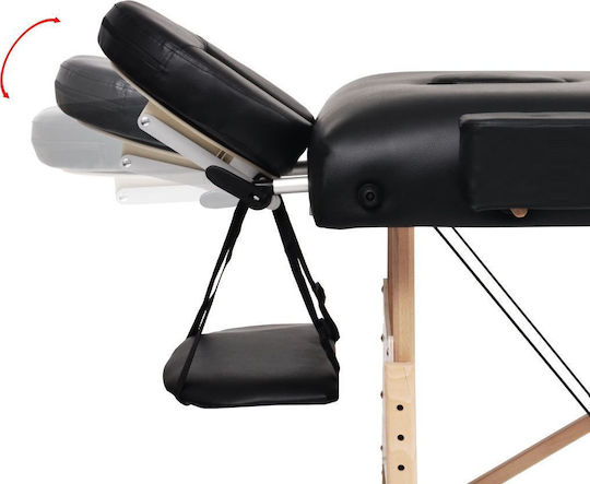 vidaXL Wooden Portable/Folding Black Massage and Physiotherapy Bed 190x66cm 2 Positions with 10 cm thickness.