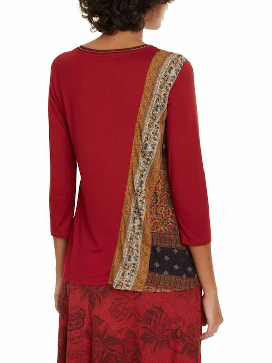 Desigual Women's Blouse Long Sleeve Red