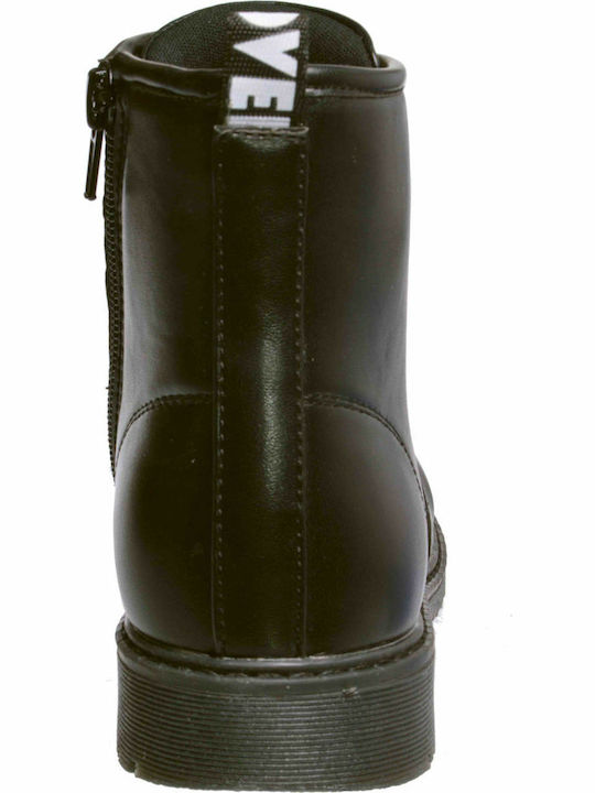Alexis Leather Kids Boots with Zipper Black