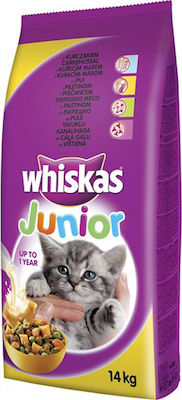 Whiskas Junior 2-12 Ξηρά Τροφή για Ανήλικες Γάτες με Κοτόπουλο 14kg