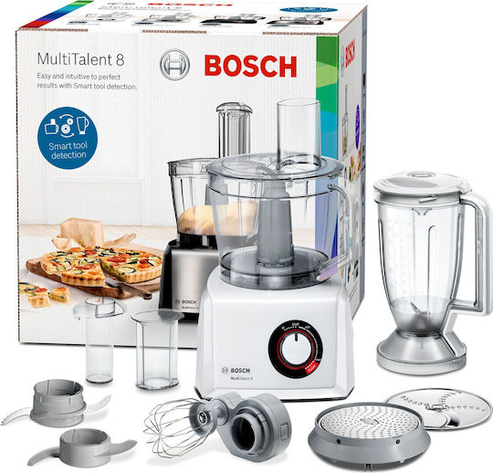 Bosch Multifunctional Food Processor 1000W with Pot 3.9lt and Jug Blender White