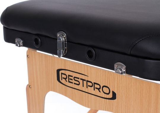 Rest Pro VIP 3 Wooden Portable/Folding Black Massage and Physiotherapy Bed 192x70cm