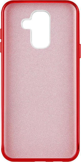 Wozinsky Glitter Umschlag Rückseite Silikon Rot (Galaxy A6+ 2018)