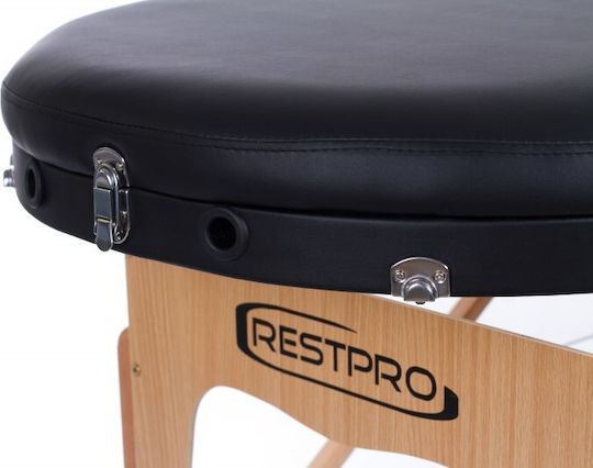 Rest Pro VIP Oval 3 Κρεβάτι Μασάζ και Φυσικοθεραπείας Φορητό/Πτυσσόμενο Μαύρο από Ξύλο 192x70εκ.