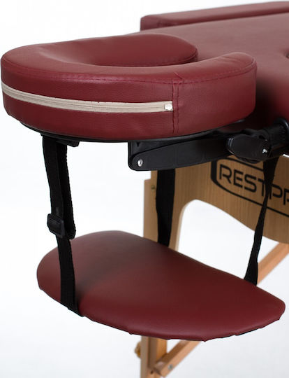 Rest Pro Classic 2 Wooden Portable/Folding Burgundy Massage and Physiotherapy Bed 192x70cm