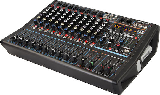 Audio Master PR12D Αυτοενισχυόμενη Αναλογική Κονσόλα 12 Καναλιών με Phantom Power & 8 Εισόδους XLR & Bluetooth