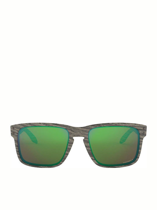 Oakley Holbrook Woodgrain Collection Men's Sunglasses with Gray Plastic Frame and Green Mirror Lens OO9102-J8