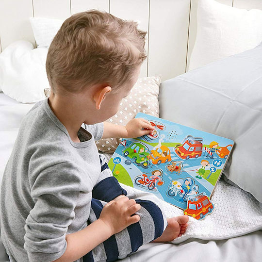 Ξύλινο Παιδικό Puzzle Σφηνώματα Clutching In the city για 3+ Ετών 6pcs Haba