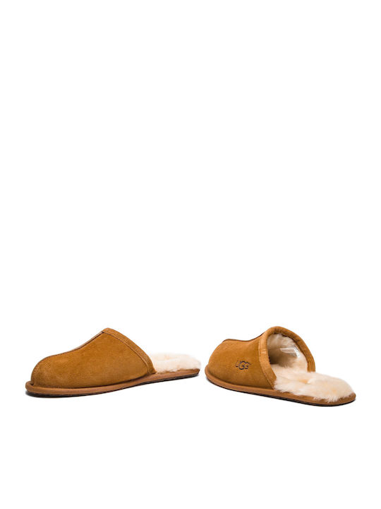 UGG Scuff Δερμάτινες Χειμερινές Ανδρικές Παντόφλες Chestnut