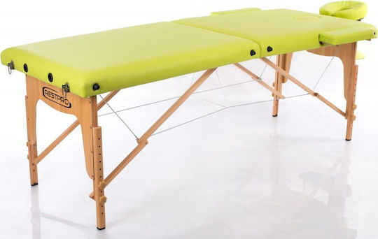Rest Pro Classic 2 Wooden Portable/Folding Green Massage and Physiotherapy Bed 192x70cm