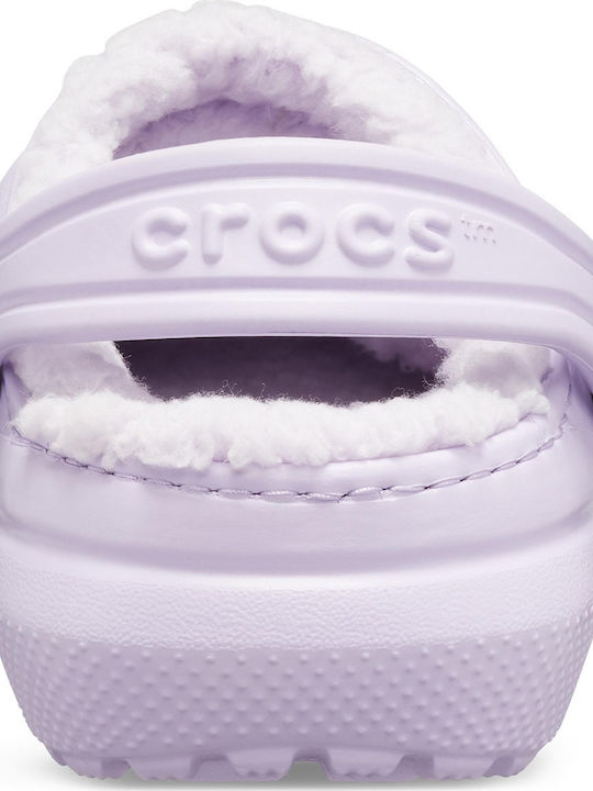 Crocs Classic Fuzz Lined Women's Clogs with Fur Purple