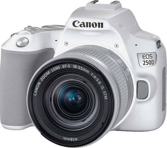 Canon DSLR Camera EOS 250D Crop Frame Kit (EF-S 18-55mm F4-5.6 IS STM) White