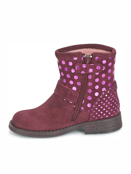 Ghete Copii din Piele cu Fermuar Burgundy