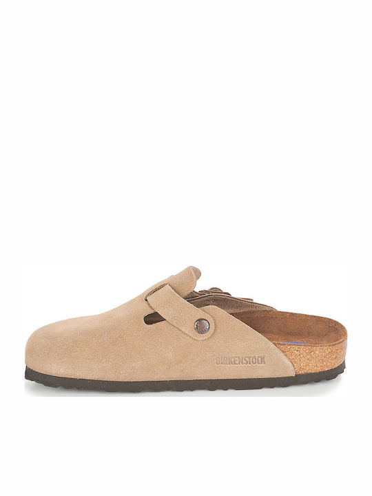 Boston Soft Footbed Anatomical Leather Women's Slippers Beige Narrow Fit