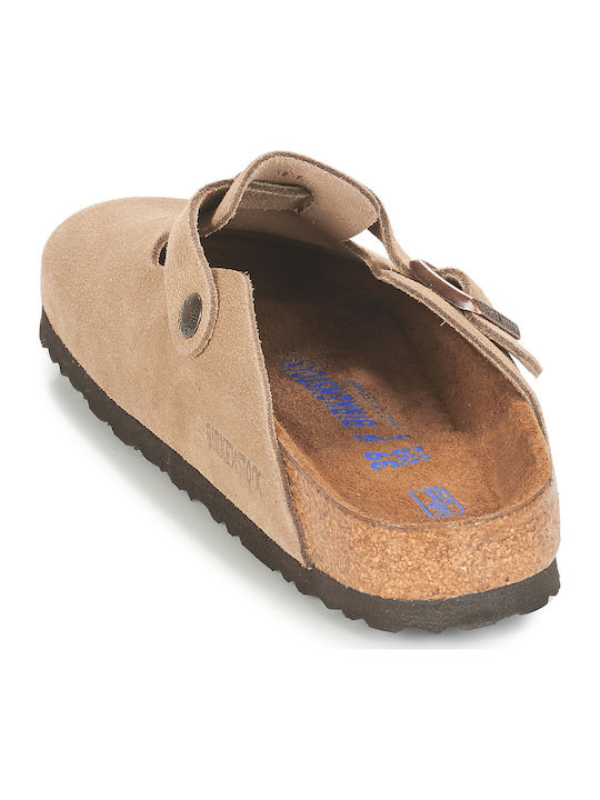 Boston Soft Footbed Anatomical Leather Women's Slippers Beige Narrow Fit